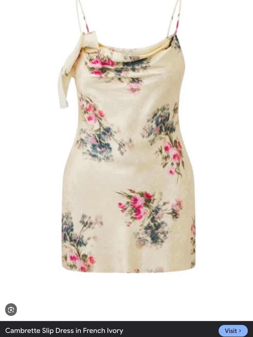 LoveShackFancy Ivory Floral Mini Dress with Pink & Blue Accents